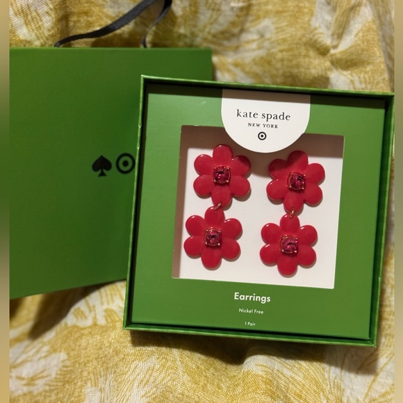 SALE- Kate Spade x Target Floral Linear Earrings (Red) NWT - Picture 1 of 4